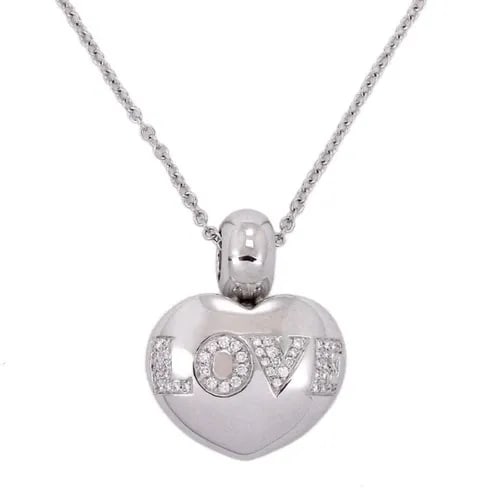 18K WHITE GOLD PONTE VECCHIO DIAMOND PUFFED HEART PENDANT & CHAIN: 18K WHITE GOLD PONTE VECCHIO DIAMOND PUFFED HEART PENDANT & CHAIN 18k White Gold Ponte Vecchio Diamond Puffed Heart Pendant & Chain Description This lovely Ponte Vecchio necklace is crafted from 18k w