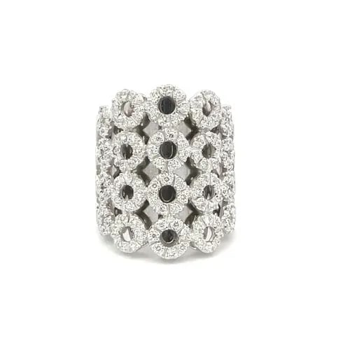CARLA AMORIM 1.20CT DIAMOND 18K WHITE GOLD MULTI-CIRCLE LONG FINGER RING (1 of 2)