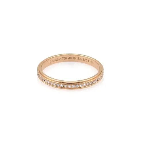 CARTIER D`AMOUR DIAMOND 18K ROSE GOLD 2.5MM ETERNITY RING SIZE 49-US 5 CERT: CARTIER D`AMOUR DIAMOND 18K ROSE GOLD 2.5MM ETERNITY RING SIZE 49-US 5 CERT Cartier D`Amour Diamond 18k Rose Gold 2.5mm Eternity Ring Size 49-US 5 Cert Description This is an elegant authentic eternit