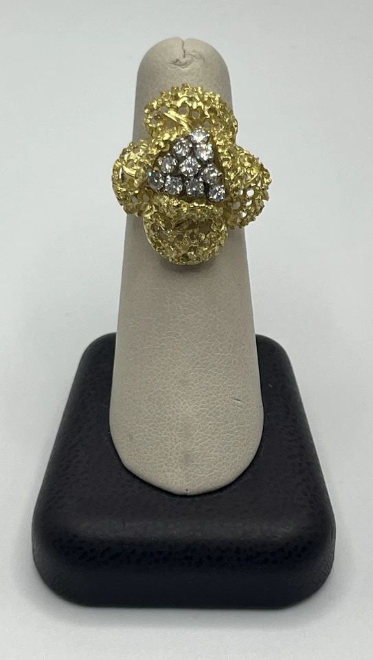 YELLOW GOLD & DIAMOND ESTATE ROSE RING SIZE 5.5 LOOSE (1 of 1)