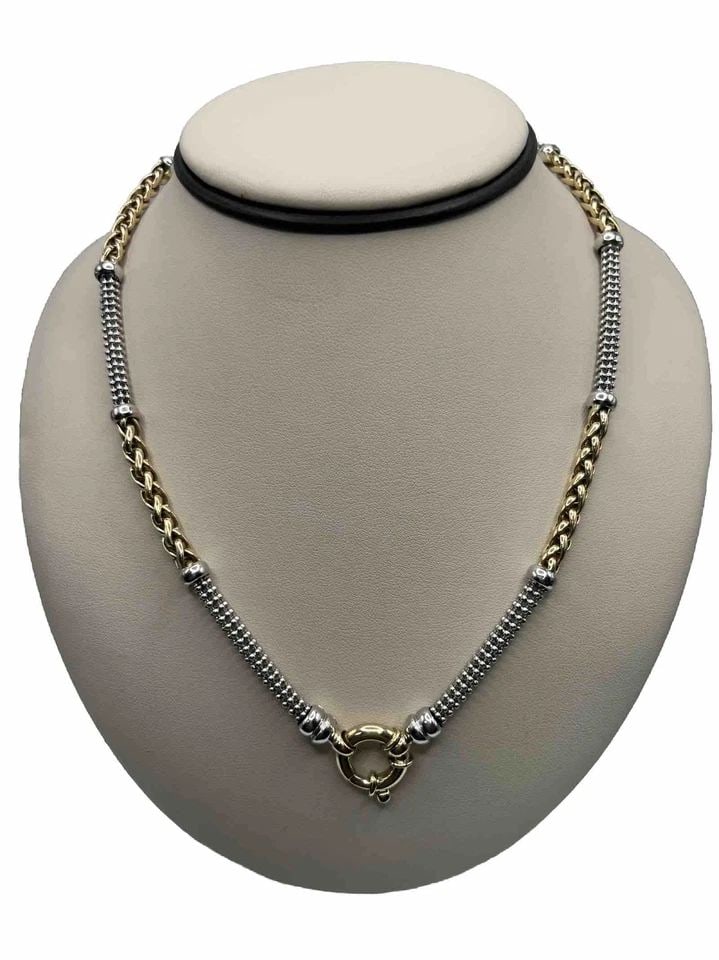 14K YELLOW AND WHITE GOLD - 2 TONE - NECKLACE & BRACELET SET: 14K YELLOW AND WHITE GOLD - 2 TONE - NECKLACE & BRACELET SET 14K YELLOW AND WHITE GOLD - 2 TONE - NECKLACE & BRACELET SET This stunning jewelry set features a beautiful combination of 14k yellow and w