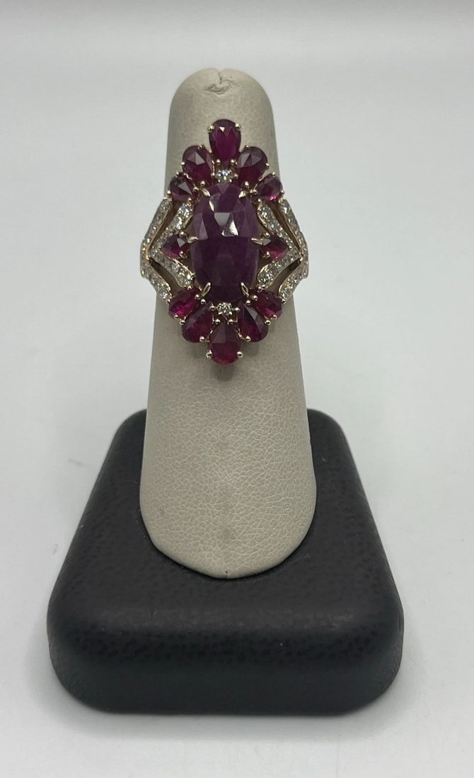 SUTRA 18K ROSE GOLD DIAMOND AND RUBY RING SIZE 7 (1 of 2)