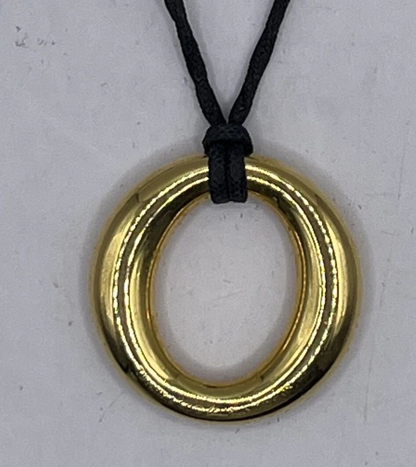 TIFFANY & CO ESTATE ELSA PERETTI 18K YELLOW GOLD SEVILLANA BLACK CORD NECKLACE (1 of 1)