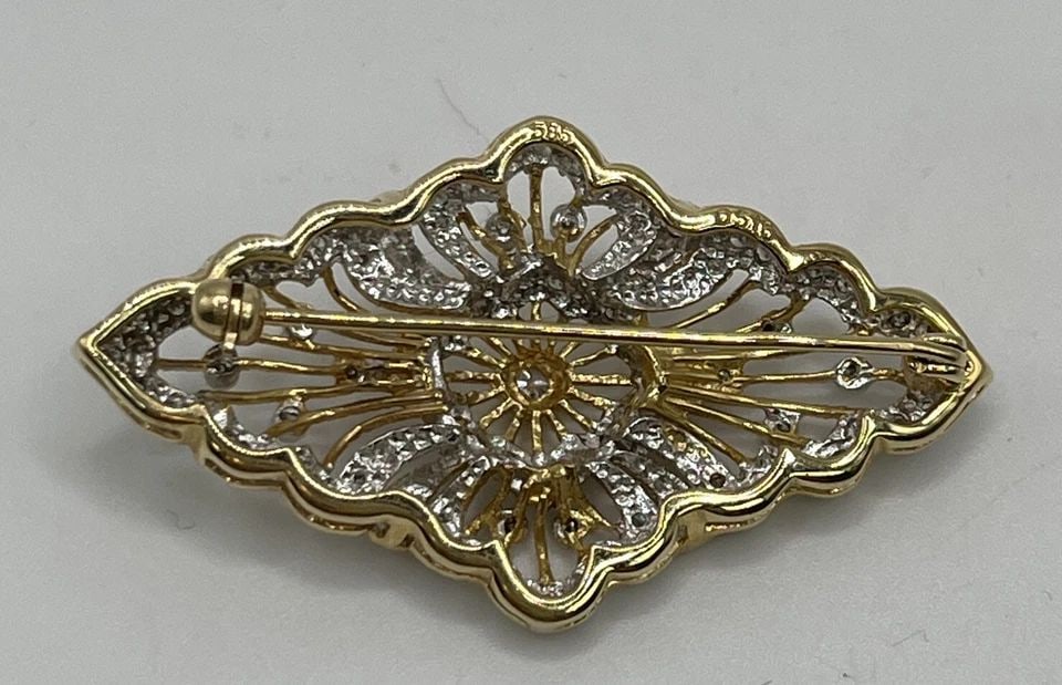 14K YELLOW GOLD AND DIAMOND BROOCH/PIN (1 of 1)