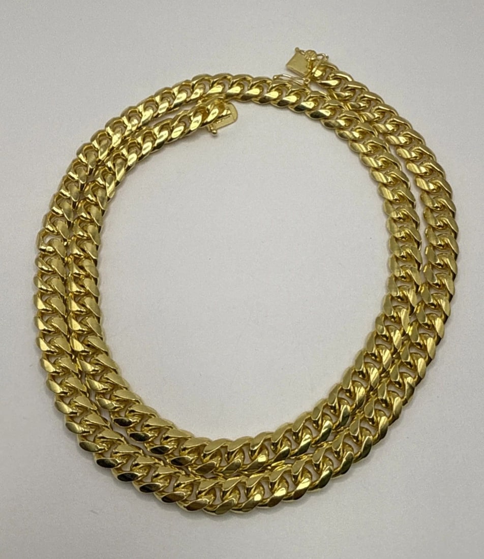 STERLING SILVER GOLD COLOR NECKLACE 26" MIAMI CUBAN LINK 115.3 GRAMS (1 of 2)
