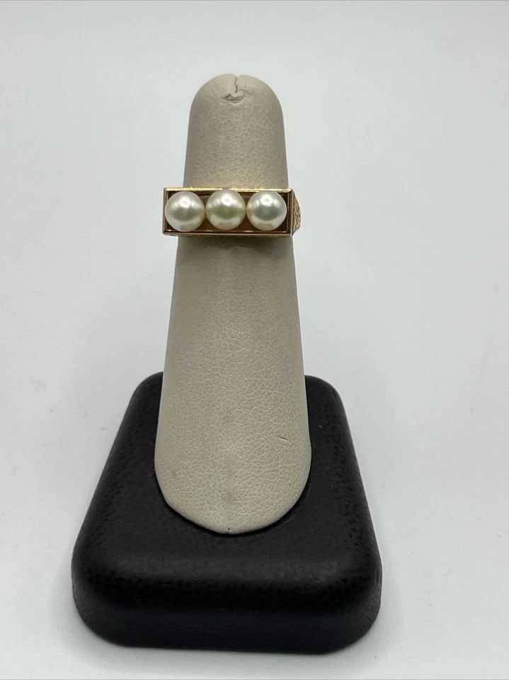 ANTIQUE 14KT YELLOW GOLD & PEARL SIZE 6 RING (1 of 1)