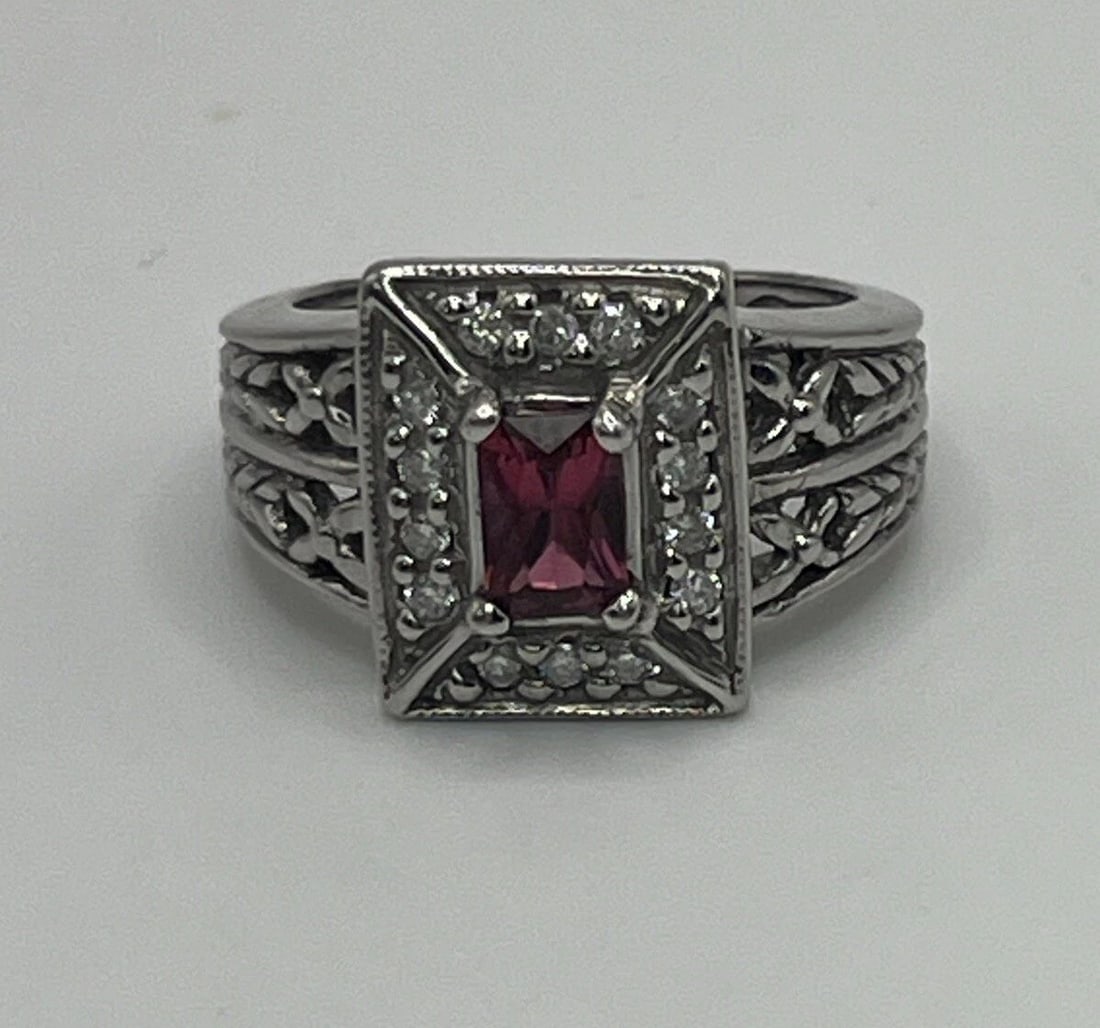 14K WHITE GOLD & TOURMALINE RING SIZE 6 (1 of 1)