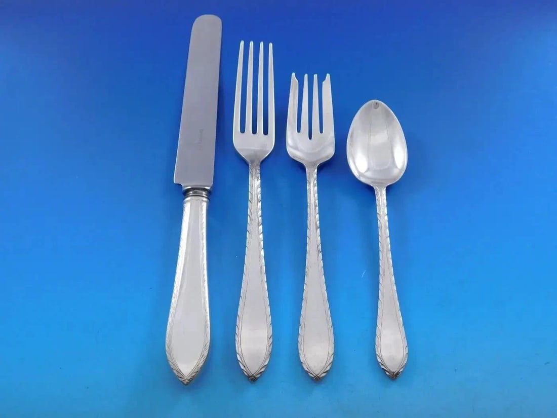 TIFFANY & CO. FEATHER EDGE STERLING SILVER SILVERWEAR FOUR PIECE SET The Tiffany & Co. Feather Edge (1 of 2)