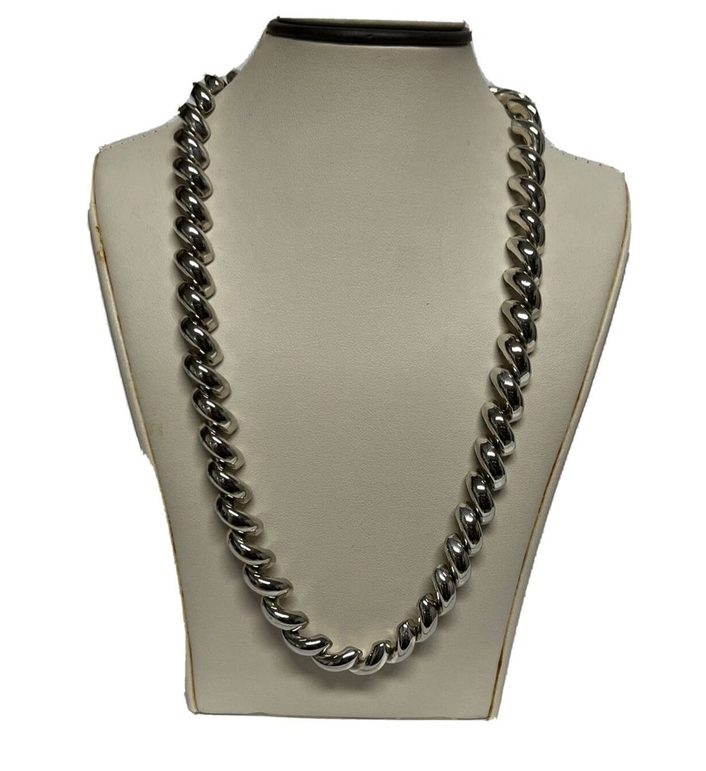 STERLING SILVER MACARONI LINK 18" NECKLACE (1 of 2)