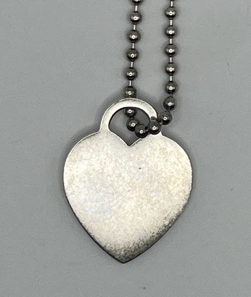 PLEASE RETURN TO TIFFANY 925 HEART PENDANT WITH 33" LONG BALL CHAIN (1 of 1)