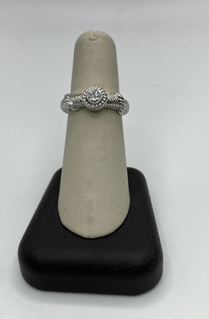 JUDITH RIPKA TWISTED ROPE STERLING SILVER 925 DIAMONIQUE RING SIZE 7 (1 of 2)