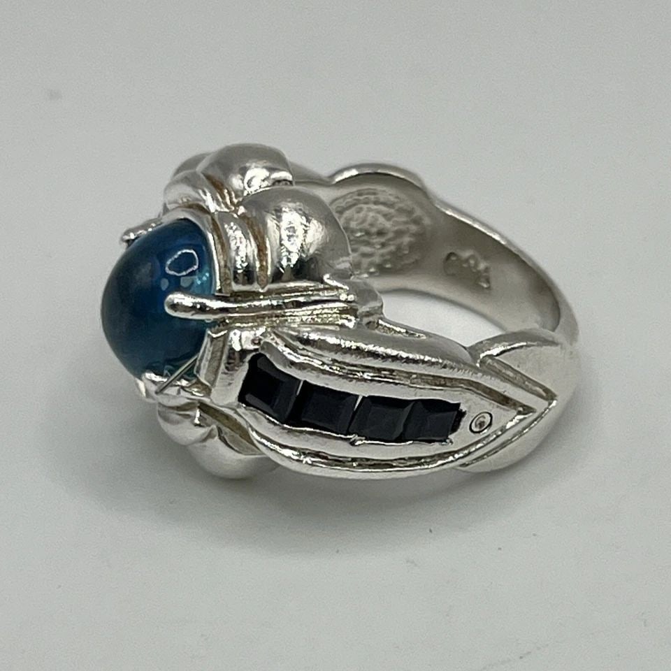 STERLING SILVER & BLUE TOPAZ RING SIZE 5.75 (1 of 1)