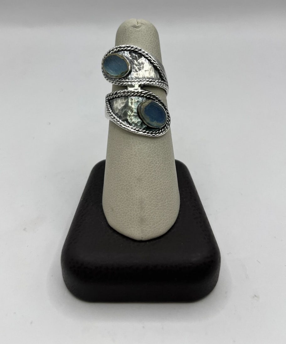 STERLING SILVER MADE IN ISRAEL RING WITH BLUE TOPAZ (1 of 1)