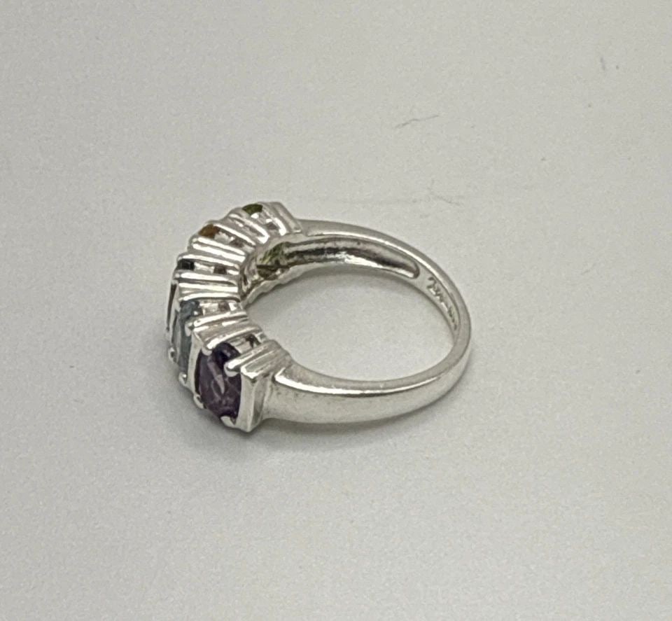 MULTI-COLOR STONE STERLING SILVER RING SIZE 5.25 (1 of 1)