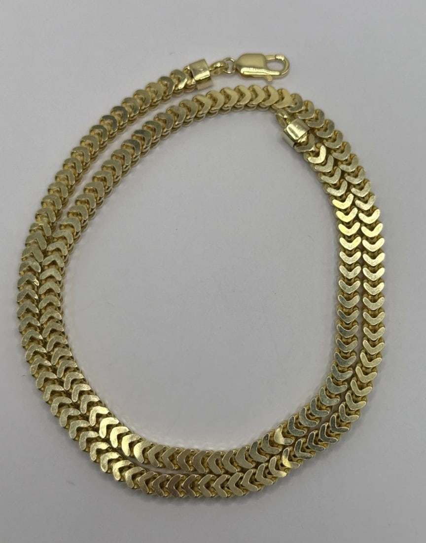 STERLING SILVER GOLD COLOR NECKLACE 24" FRANCO LINK (1 of 1)