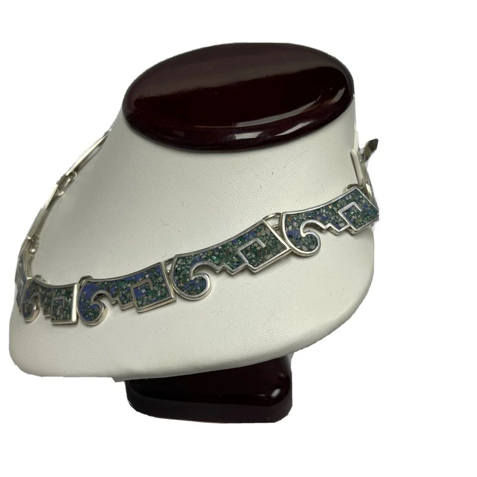 STERLING SILVER TURQUOISE INLAY 14 NECKLACE (1 of 1)