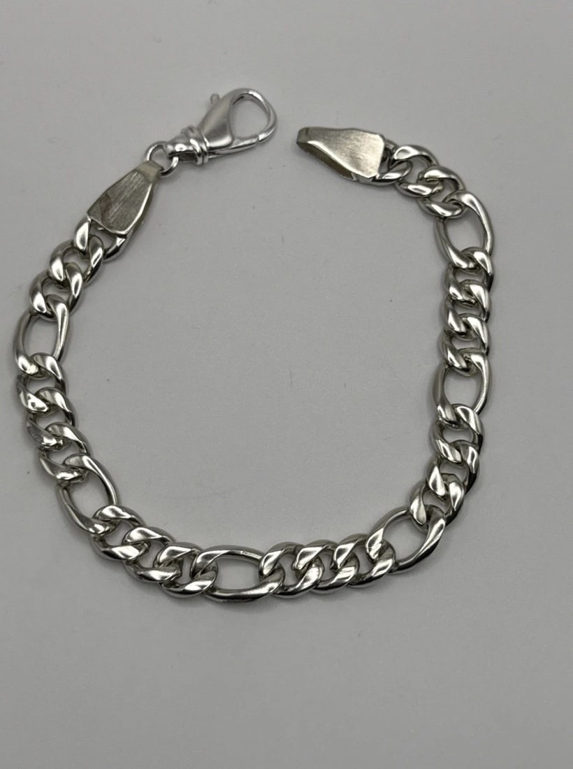 STERLING SILVER FIGARO BRACELET 11" 35.2 GRAMS (1 of 2)