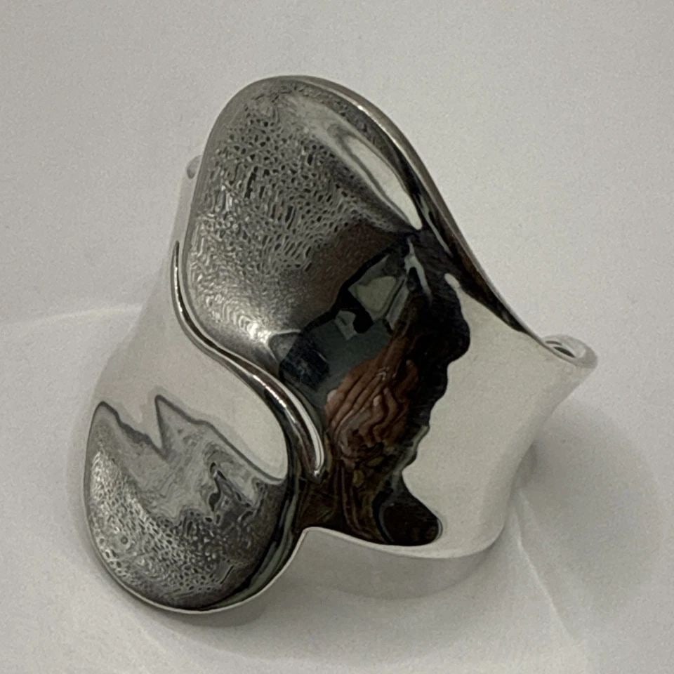 STERLING NAVAJO MEXICO SOUTHWEST WAVE MODERNIST CUFF BRACELET 48.2 GRAMS (1 of 1)