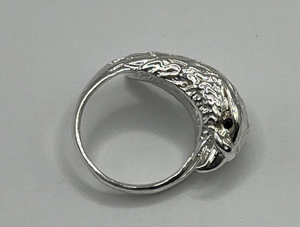 STERLING SILVER "EAGLE" RING WITH BLACK DIAMOND EYES (1 of 1)