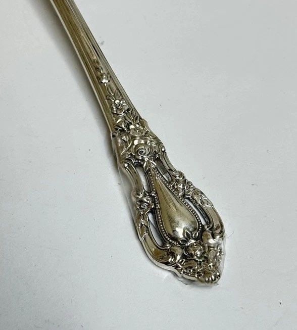 LUNT ELOQUENCE 925 STERLING SILVER FLORAL COLD MEAT SERVING FORK 7.75" (1 of 1)