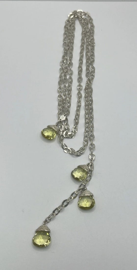 JOI STERLING SILVER 45" WRAP NECKLACE WITH GREEN STONES (1 of 2)