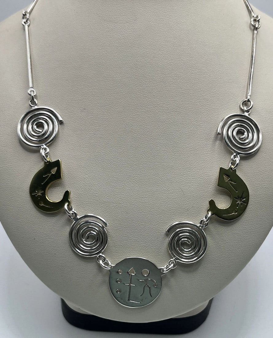 18.5" MEXICO 925 - VINTAGE SPIRAL BAR LINK CHAIN NECKLACE (1 of 2)