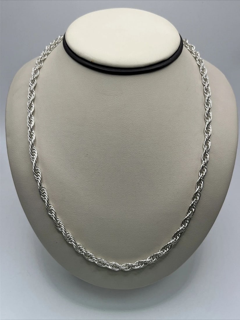 18" STERLING SILVER MULTI-LAYERED OVAL LINK CHAIN NECKLACE 27.3 GRAMS (1 of 1)