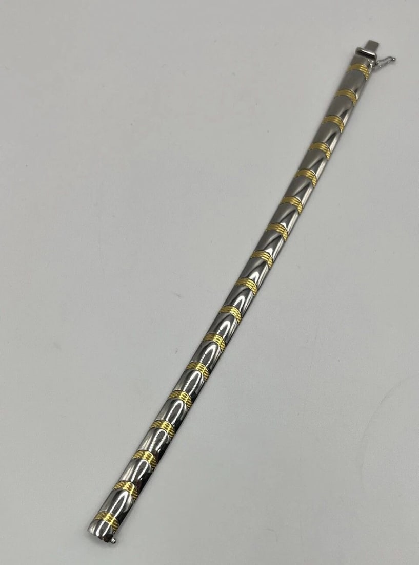 YELLOW AND WHITE STERLING SILVER 7" BRACELET (1 of 2)