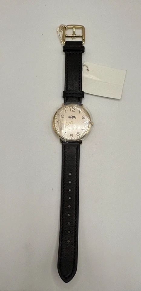 COACH 14502683 EASTON GOLD TONE DIAL BLACK LEATHER STRAP WOMEN'S WATCH: COACH 14502683 EASTON GOLD TONE DIAL BLACK LEATHER STRAP WOMEN'S WATCH The Coach 14502683 Easton women's watch features a sleek black leather strap and a stylish gold tone dial. This modern quartz wat