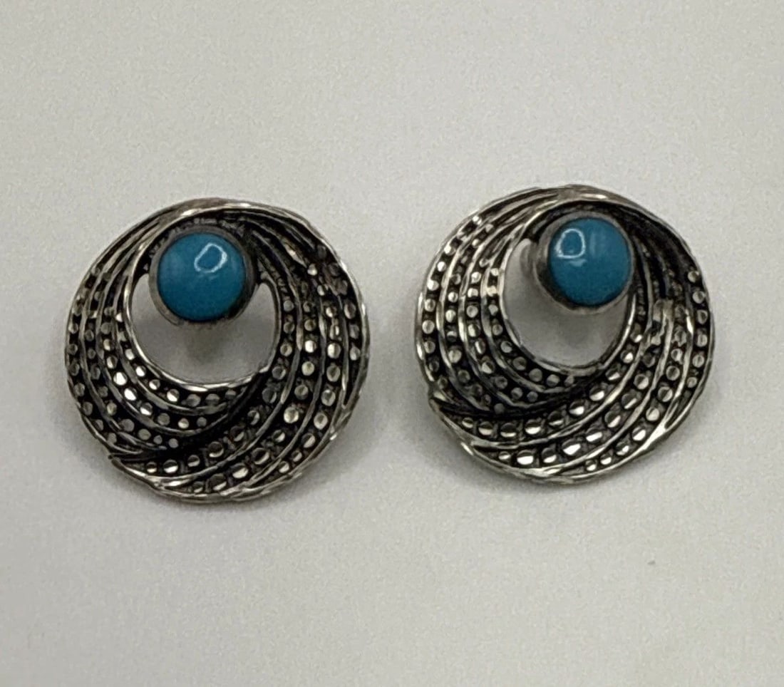 STERLING SILVER & TURQUOISE EARRINGS (1 of 2)