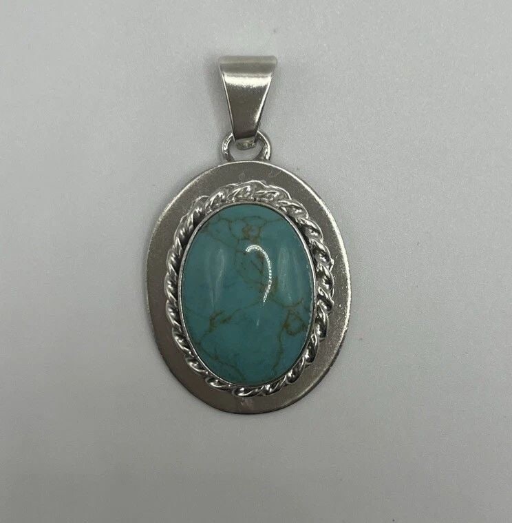 STERLING SILVER & TURQUOISE PENDANT MADE IN MEXICO (1 of 2)