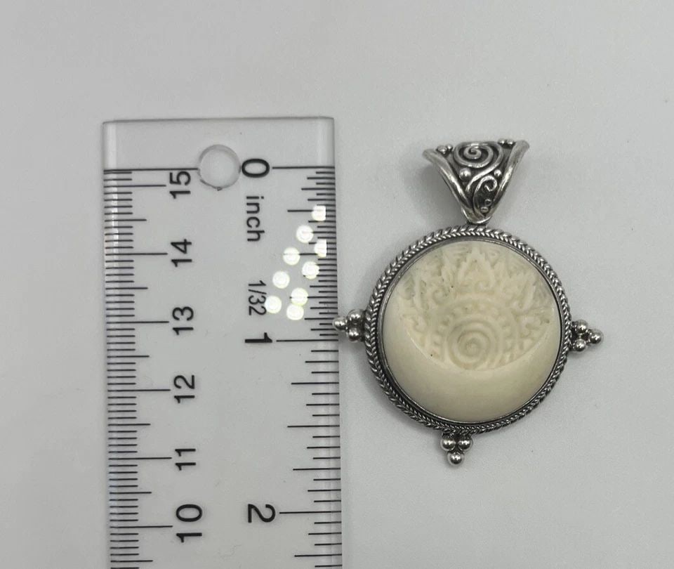 CARVED MOON FLOWER PENDANT IN STERLING SILVER (1 of 1)