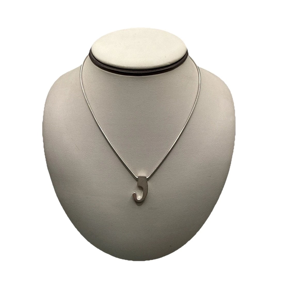 STERLING SILVER CHUNKY "J" INITIAL ON 15" SNAKE CHAIN 9.9 GRAMS (1 of 2)