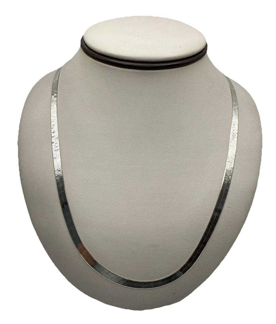 STERLING SILVER 22" HERRINGBONE CHAIN NECKLACE 16.6 GRAMS BETWEEN APPROX 5.5MM (1 of 2)