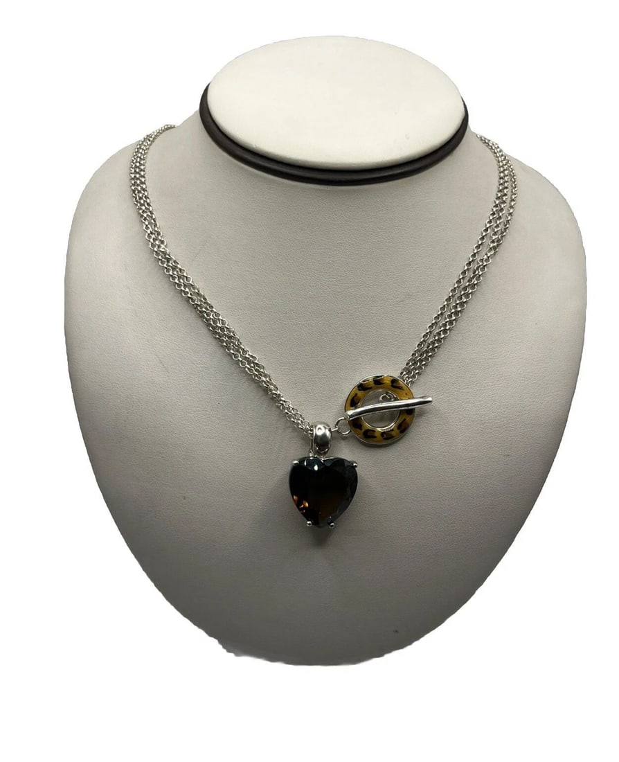 DAVID SIGAL CANADA 925 STERLING SILVER MULTI-CHAIN LEOPARD PRINT TOGGLE NECKLACE (1 of 1)
