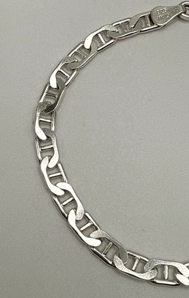 STERLING SILVER 7" FLAT MARINER LINK BRACELET 6.3 GRAMS (1 of 1)