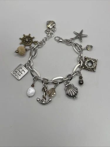 BRIGHTON NANTUCKET NAUTICAL ANCHOR SHELL STARFISH CHARM BRACELET (1 of 1)