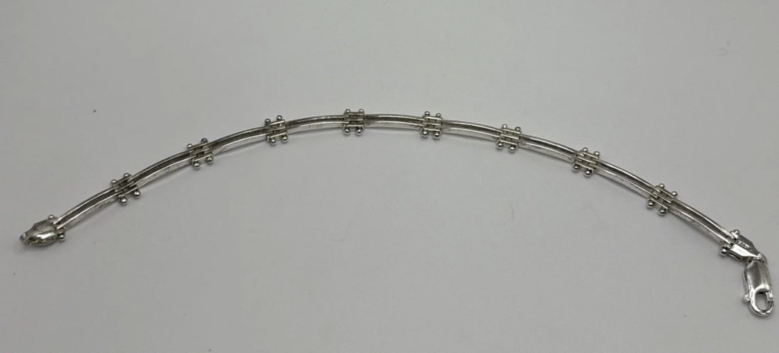 STERLING SILVER BAR LINK BRACELET 8" (1 of 1)
