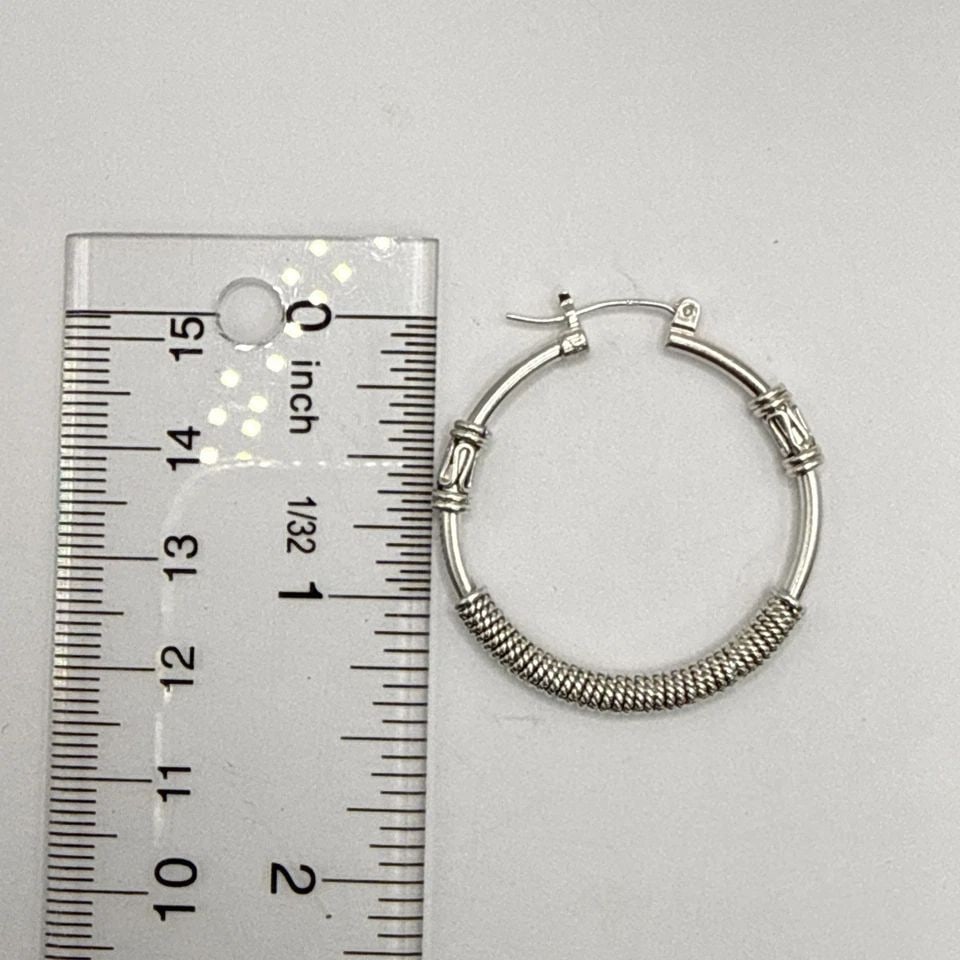 STERLING SILVER ROPE TWIST HOOP EARRINGS 11.2 GRAMS (1 of 1)