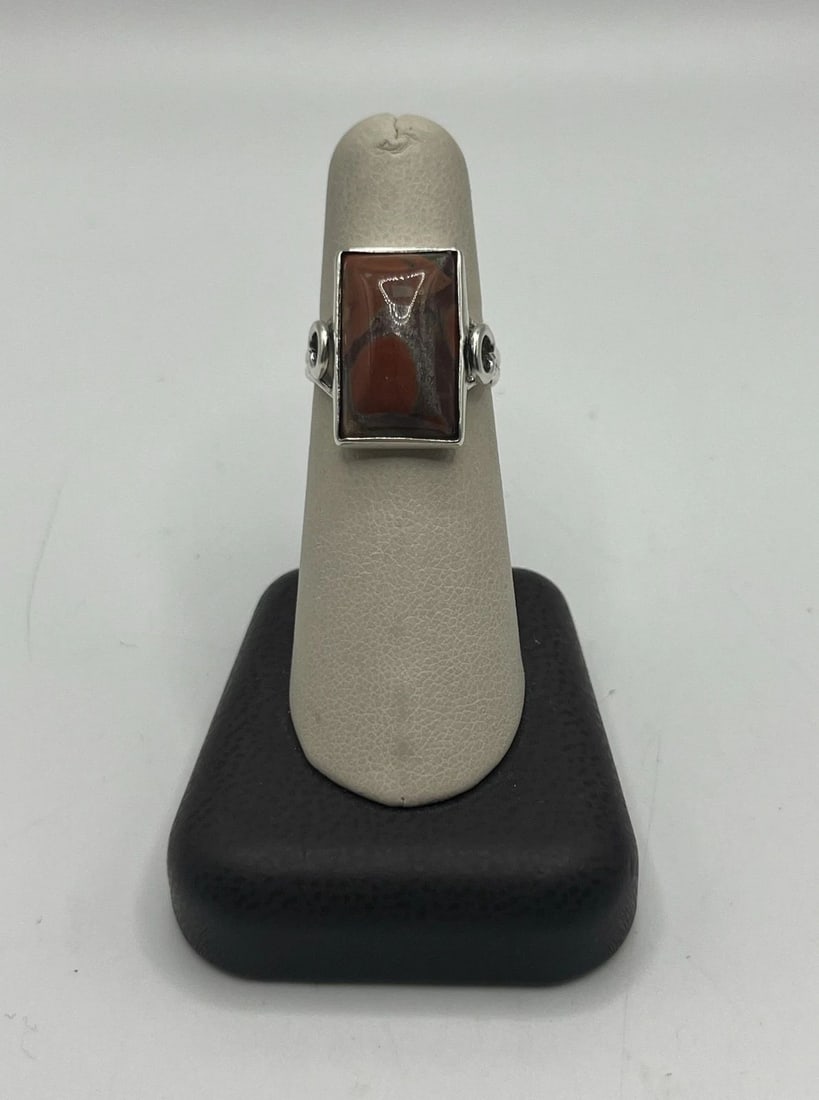 STERLING SILVER AND TIGER'S EYE RING SIZE 6.75 (1 of 1)