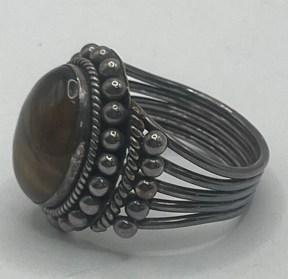 SURATI STERLING SILVER & TIGERS EYE RING SIZE 9.75 (1 of 1)