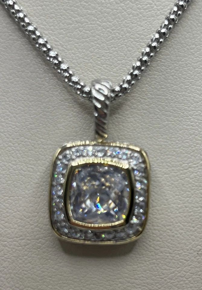 DESIGNER INSPIRED STAINLESS STEEL NECKLACE WITH COLORLESS STONES (1 of 1)