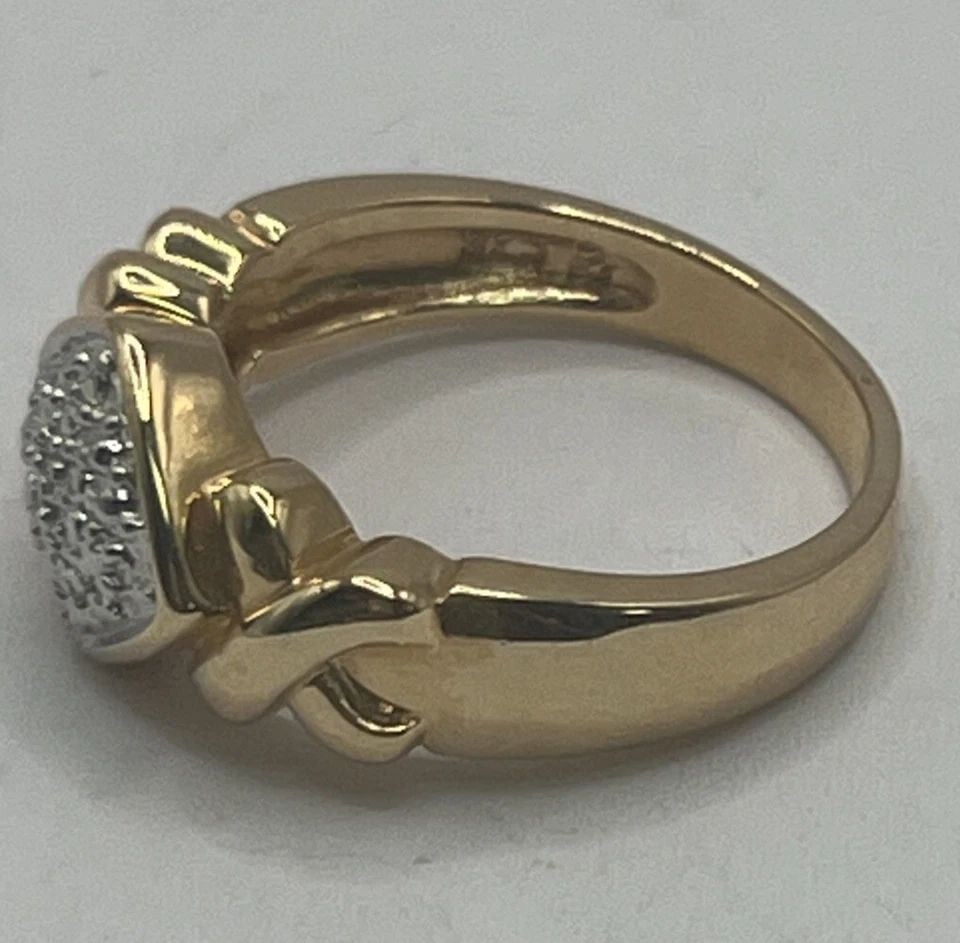 VTG XO DESIGNER 925 DIAMOND ACCENT STERLING SILVER GOLD VERMEIL BAND RING SIZE 7 (1 of 1)