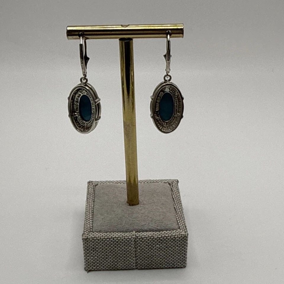 WHITNEY KELLY 925 STERLING DANGLE FRAMED TURQUOISE EARRINGS (1 of 1)