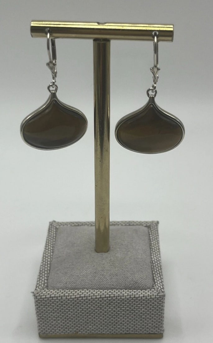 STERLING SILVER & TIGERS EYE EARRINGS (1 of 1)
