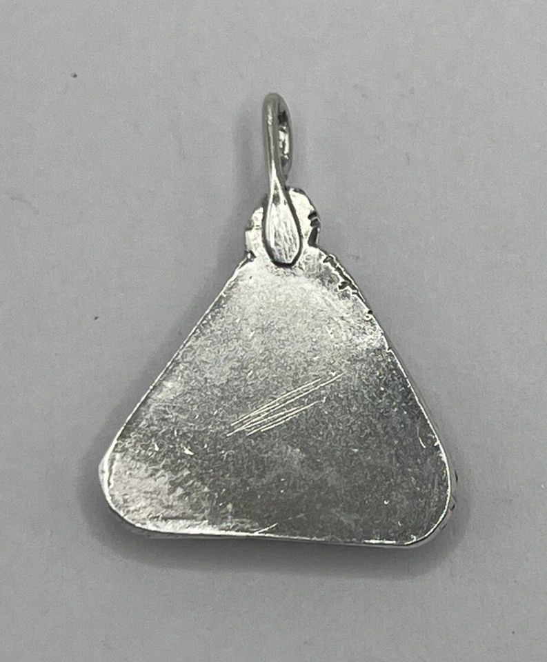 STERLING SILVER & TURQUOISE TRIANGLE PENDANT 4.7 GRAMS (1 of 1)