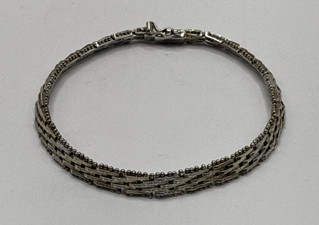 7.5" FLAT CHAIN WEAVE STERLING SILVER BRACELET 10.6 GRAMS (1 of 1)