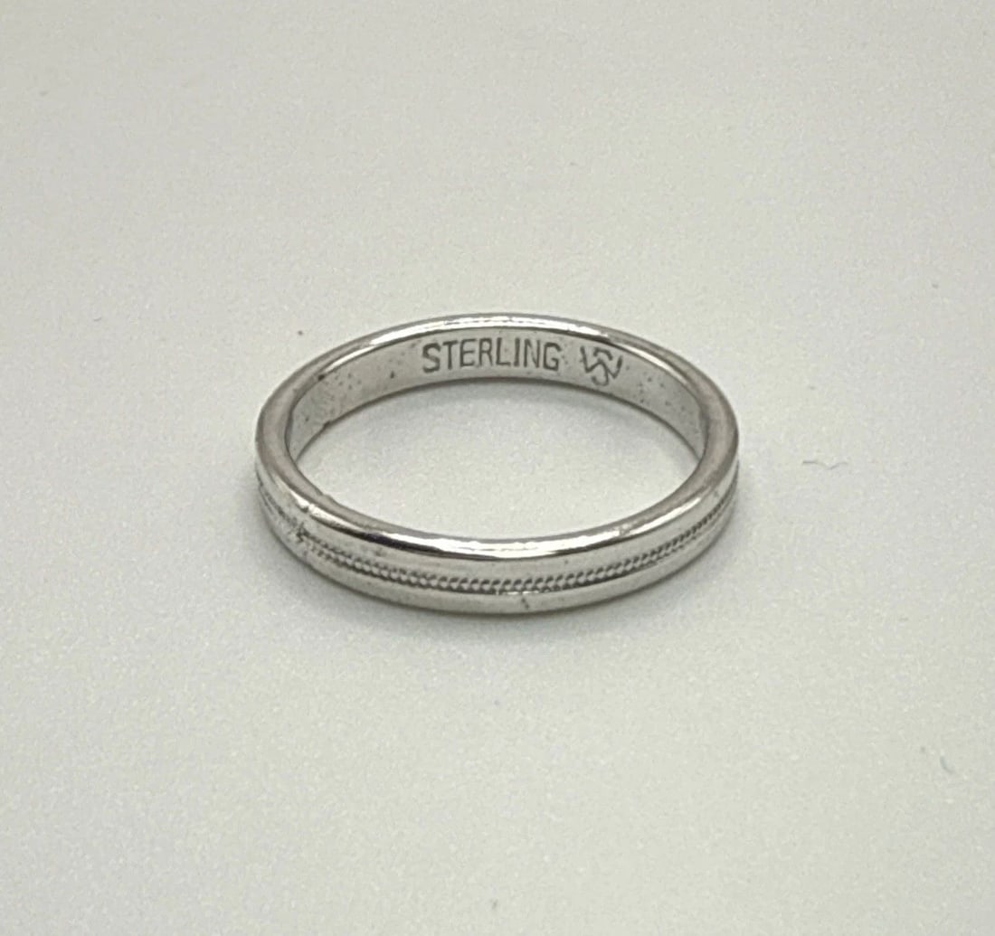 STERLING SILVER SIZE 4 BAND RING: STERLING SILVER SIZE 4 BAND RING The Sterling Silver Size 4 Band Ring is a sleek and stylish piece of fine jewelry. Made from 925 sterling silver, this ring boasts a band style design with no stone em