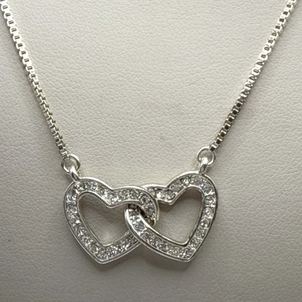 ANN KLEIN INTERLOCKING HEART ADJUSTABLE NECKLACE WITH COLORLESS STONES (1 of 1)