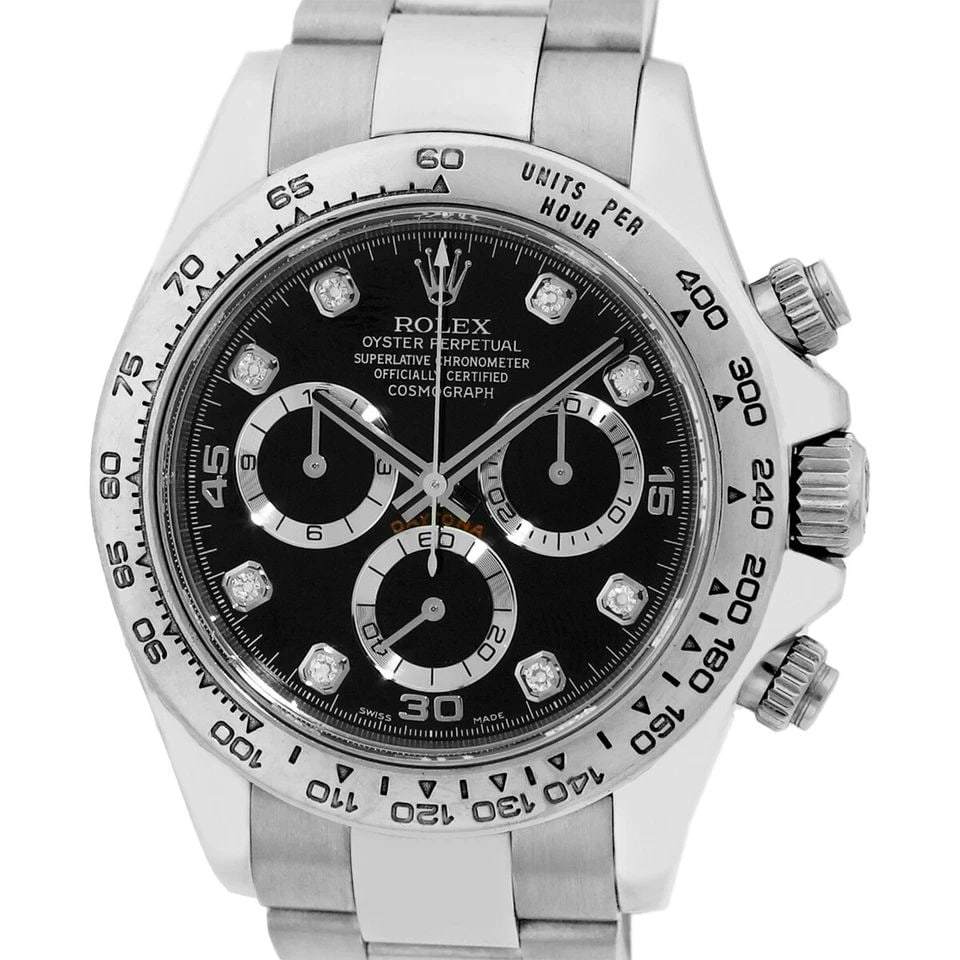 ROLEX 18K WHITE GOLD 40MM DAYTONA COSMOGRAPH DIAMOND DIAL WARRANTY BOX 116509 (1 of 2)